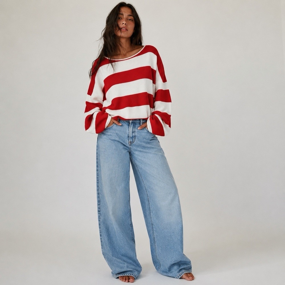 Cyrus‎ women's coastal striped lightweight sweater 3X beachy nautical knit